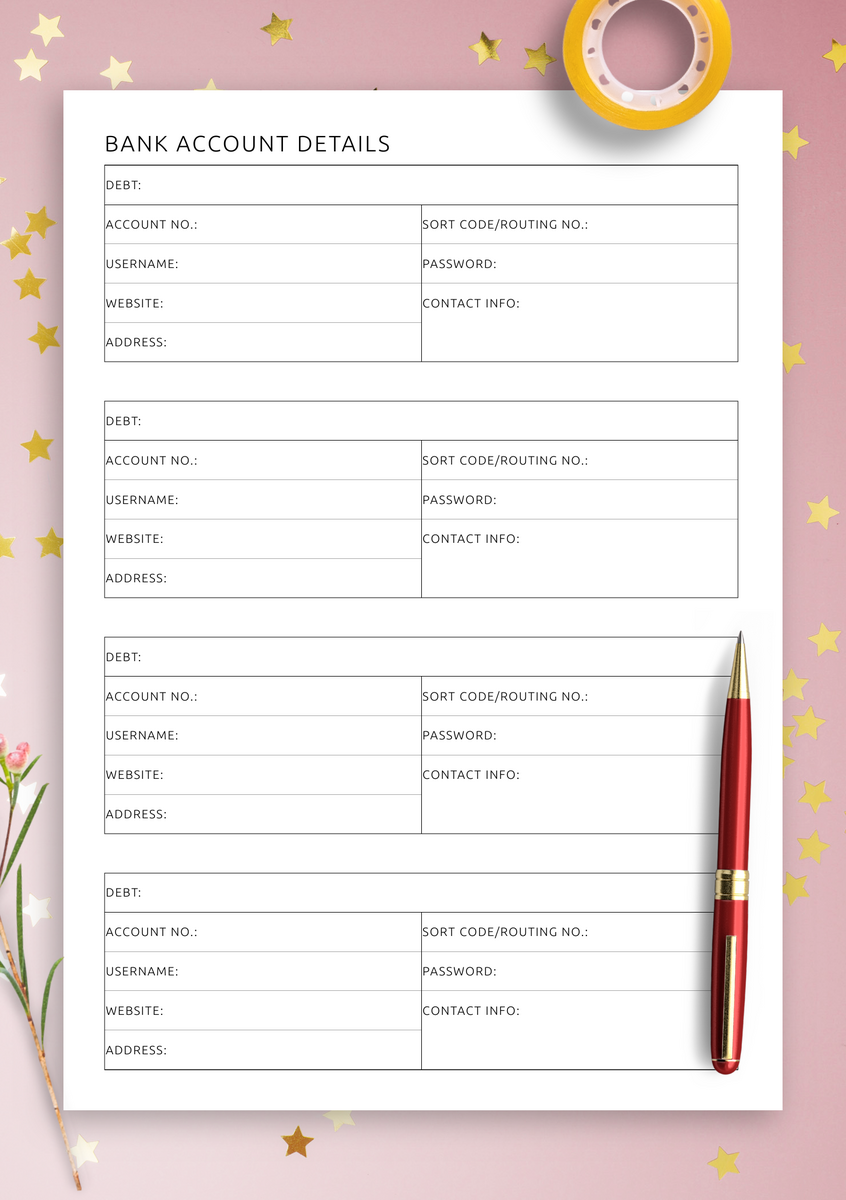 Bank Account Details PDF Get Printable Or Digital For ReMarkable Kindle Scribe Supernote Bank Account Details PDF Get Printable Or Digital For ReMarkable Kindle Scribe Supernote