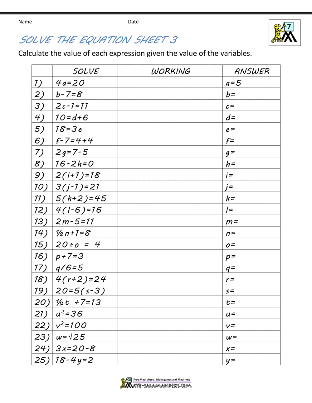 Basic Algebra Worksheets Algebra Worksheets With Answers Printable PDF Math Worksheets Cazoom Math