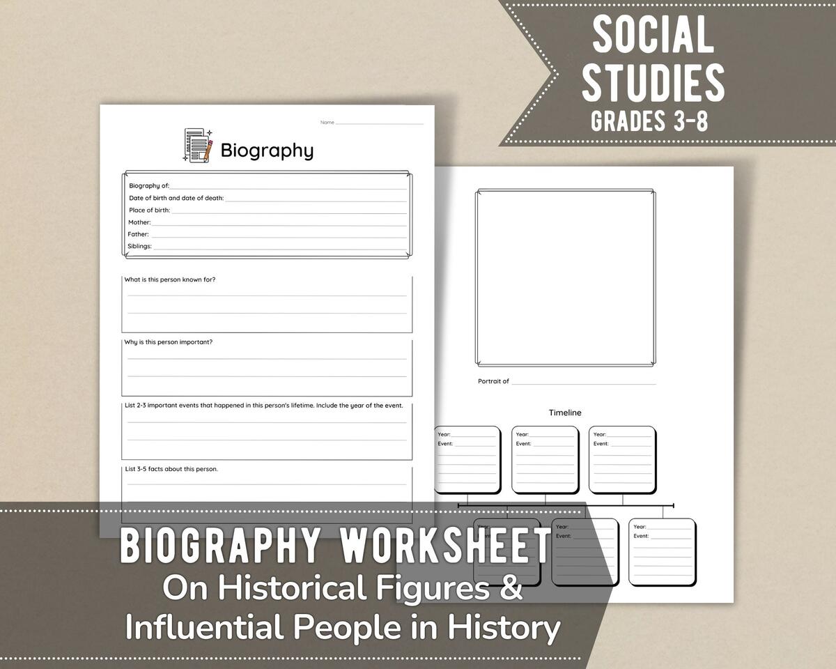 Biography Printable Worksheet On Historical Figures And Influential People In History Social Studies Grades 3rd 8th Teaching Resources Etsy