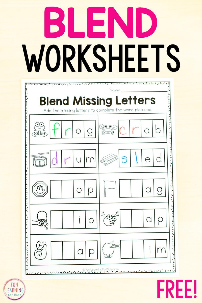 Beginning Blends Word Sort Cut Paste Worksheets