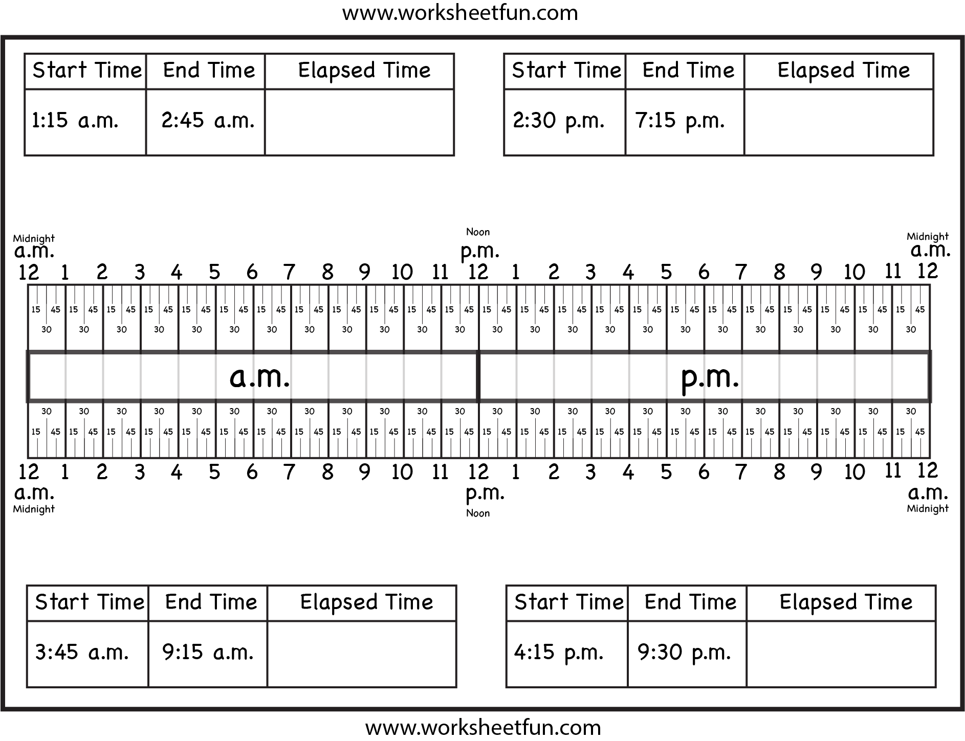 Calculate Elapsed Time 5 Worksheets 15 30 45 60 Minutes Quarter Hours FREE Printable Worksheets Worksheetfun Calculate Elapsed Time 5 Worksheets 15 30 45 60 Minutes Quarter Hours FREE Printable Worksheets Worksheetfun