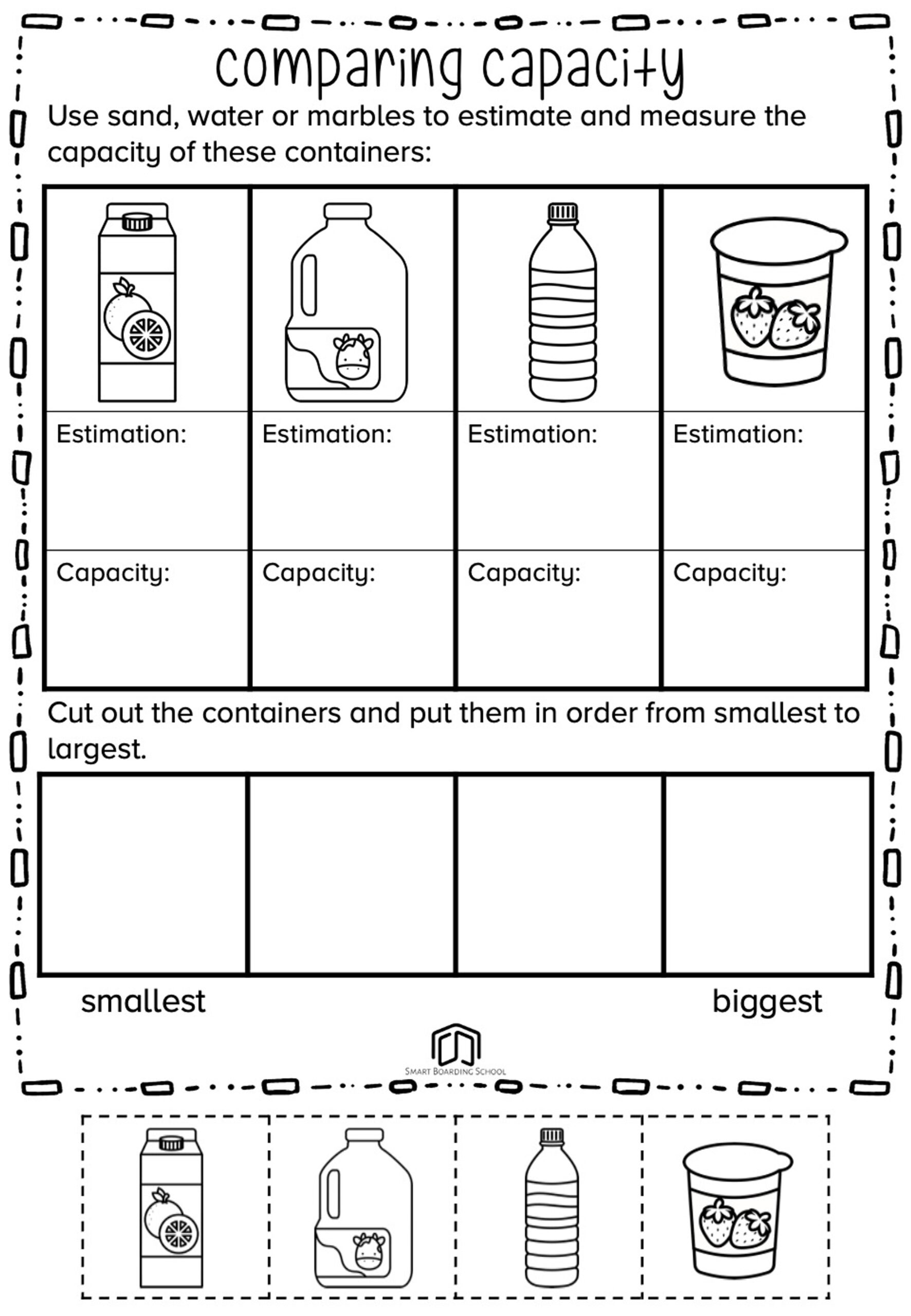 Capacity Worksheets Capacity Worksheets