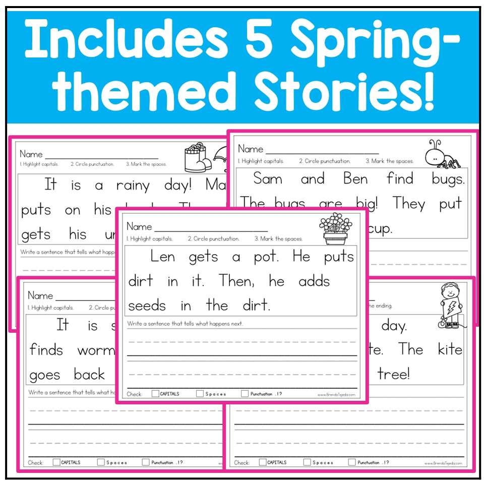 Capitalization And Punctuation Worksheets Sentence Editing And Structure Spring Tejeda s Tots