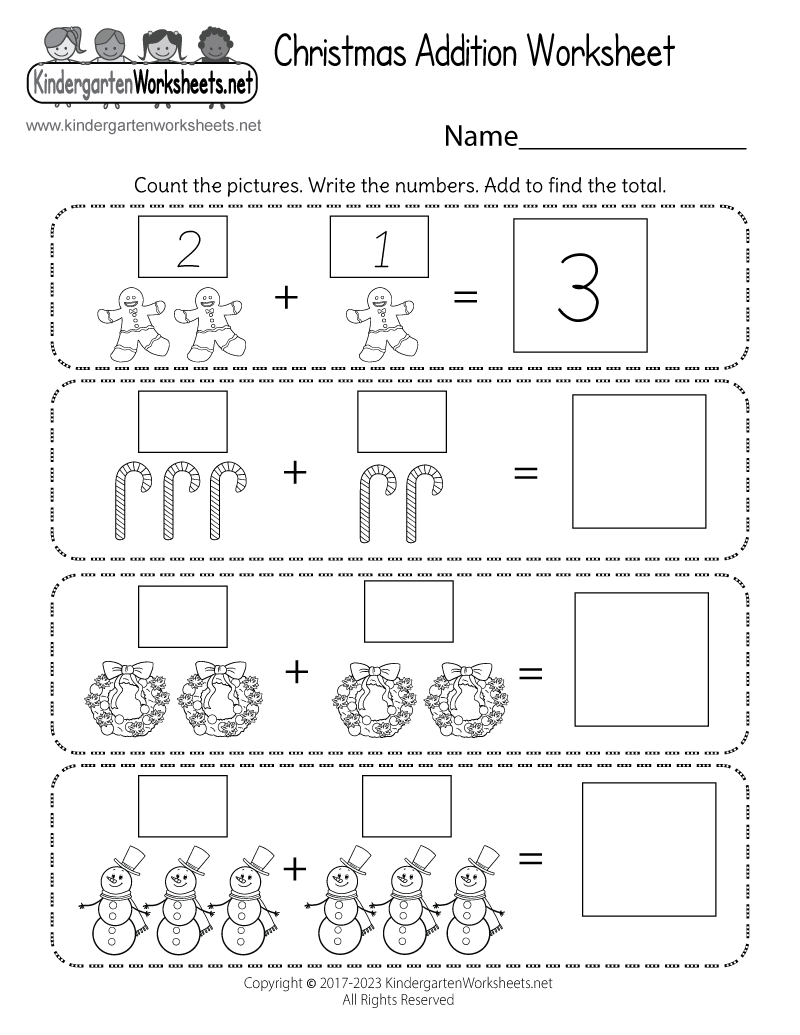 Christmas Addition Worksheet Free Printable Digital PDF