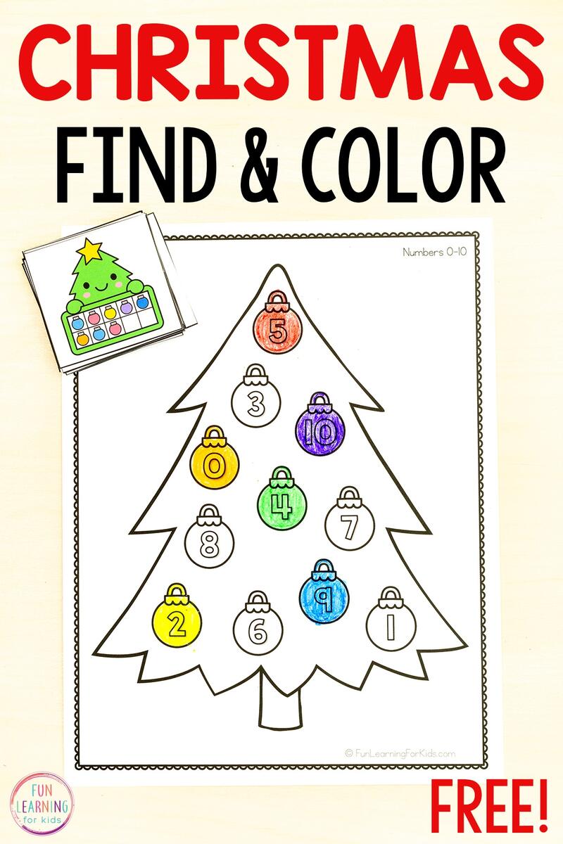 Christmas Tree Find And Color The Number Sheets