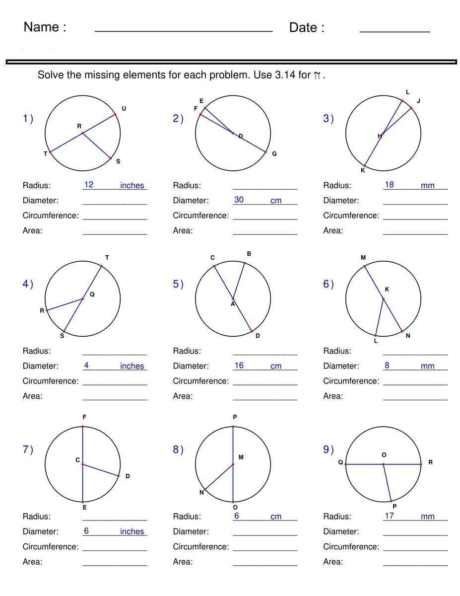 Circumference Area Radius And Diameter Circle Worksheets Made By Teachers Circumference Area Radius And Diameter Circle Worksheets Made By Teachers