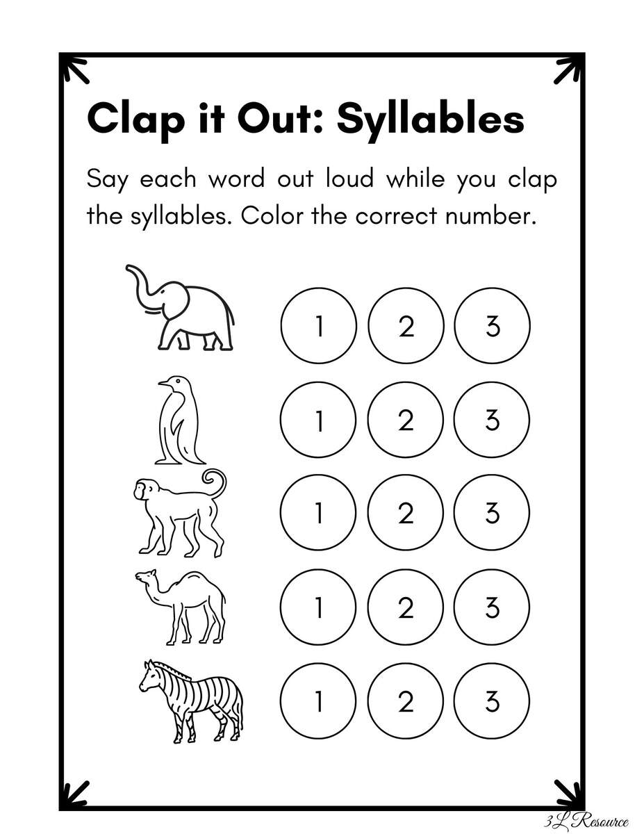 Clap It Out Syllables Worksheet Kindergarten Preschool Etsy Clap It Out Syllables Worksheet Kindergarten Preschool Etsy