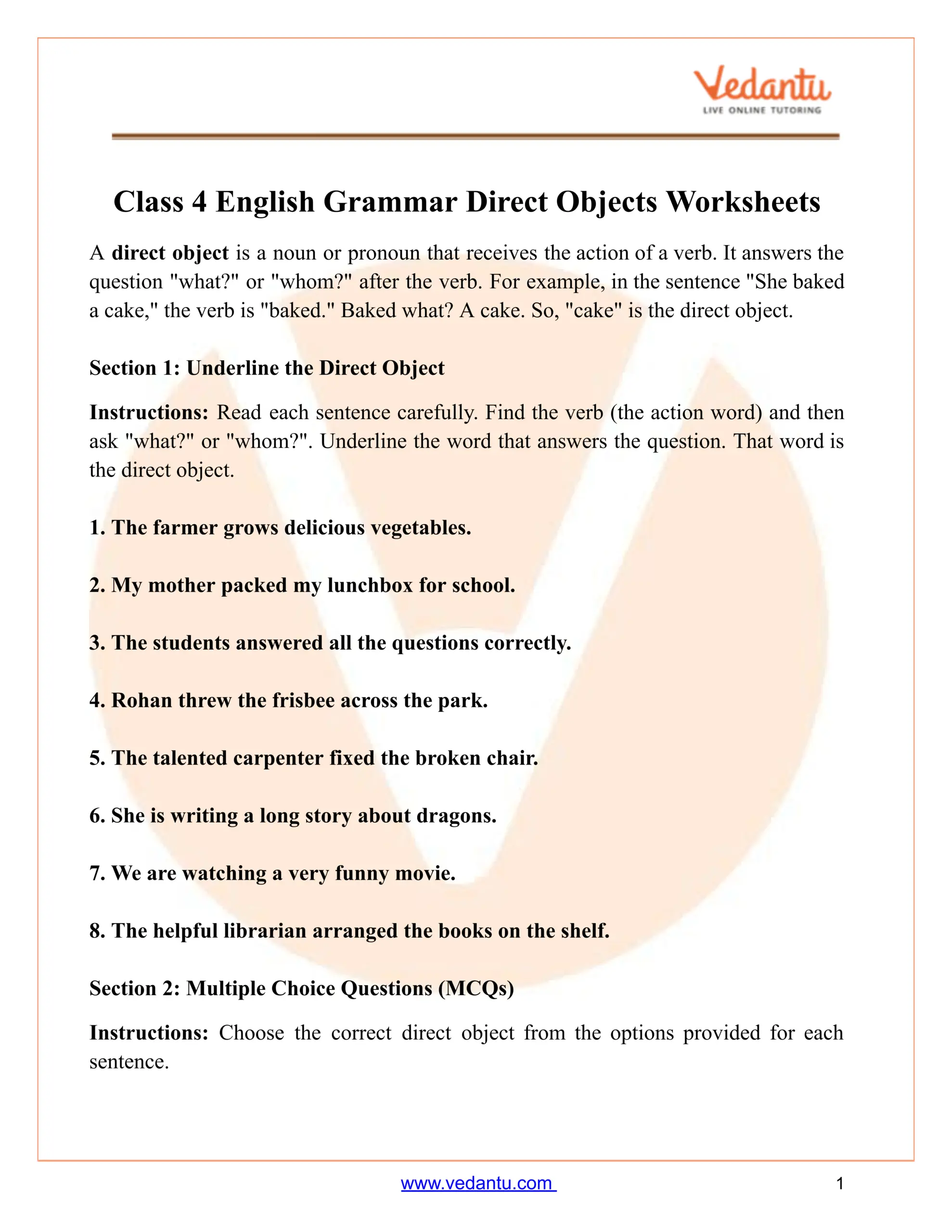 Direct Objects And Indirect Objects TPT Worksheets Library