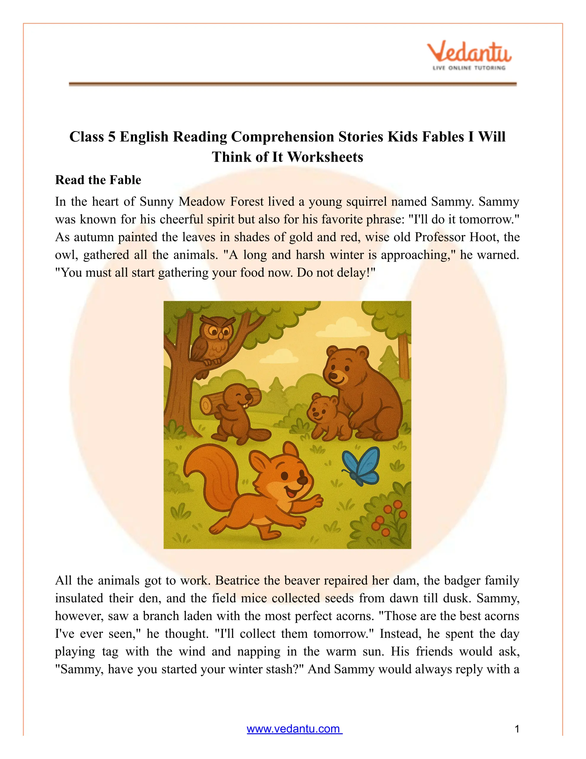 Class 5 Reading Comprehension I Will Think Of It Worksheet Class 5 Reading Comprehension I Will Think Of It Worksheet