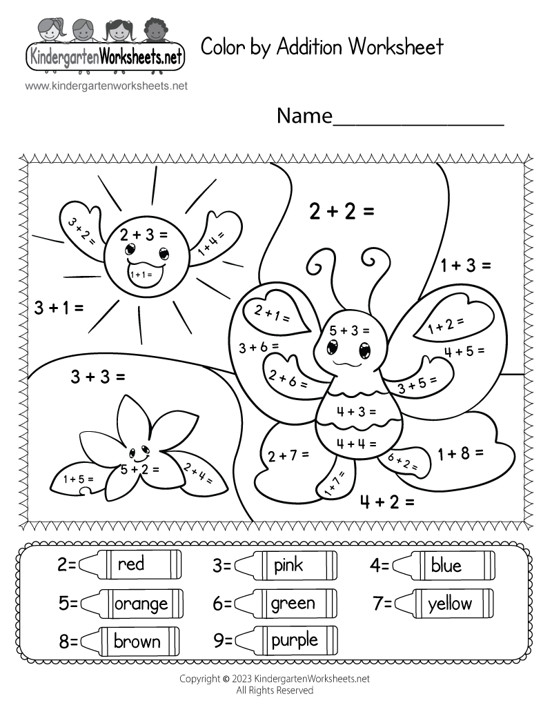 Color By Addition Worksheet Free Printable Digital PDF Kindergarten Math Worksheets Superstar Worksheets