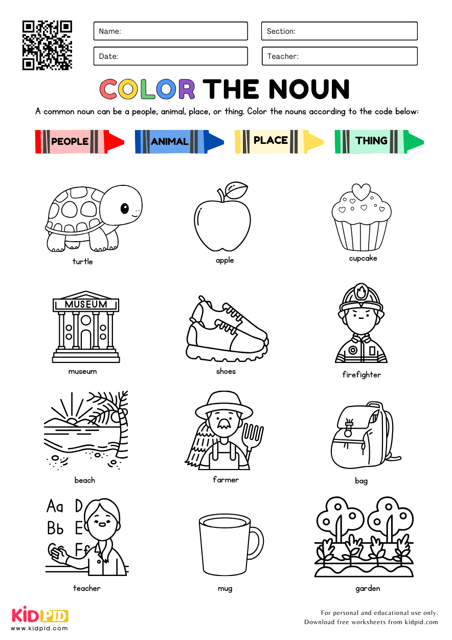 Color The Common Noun English Grammar Worksheet Kidpid Worksheets Library Color The Common Noun English Grammar Worksheet Kidpid Worksheets Library