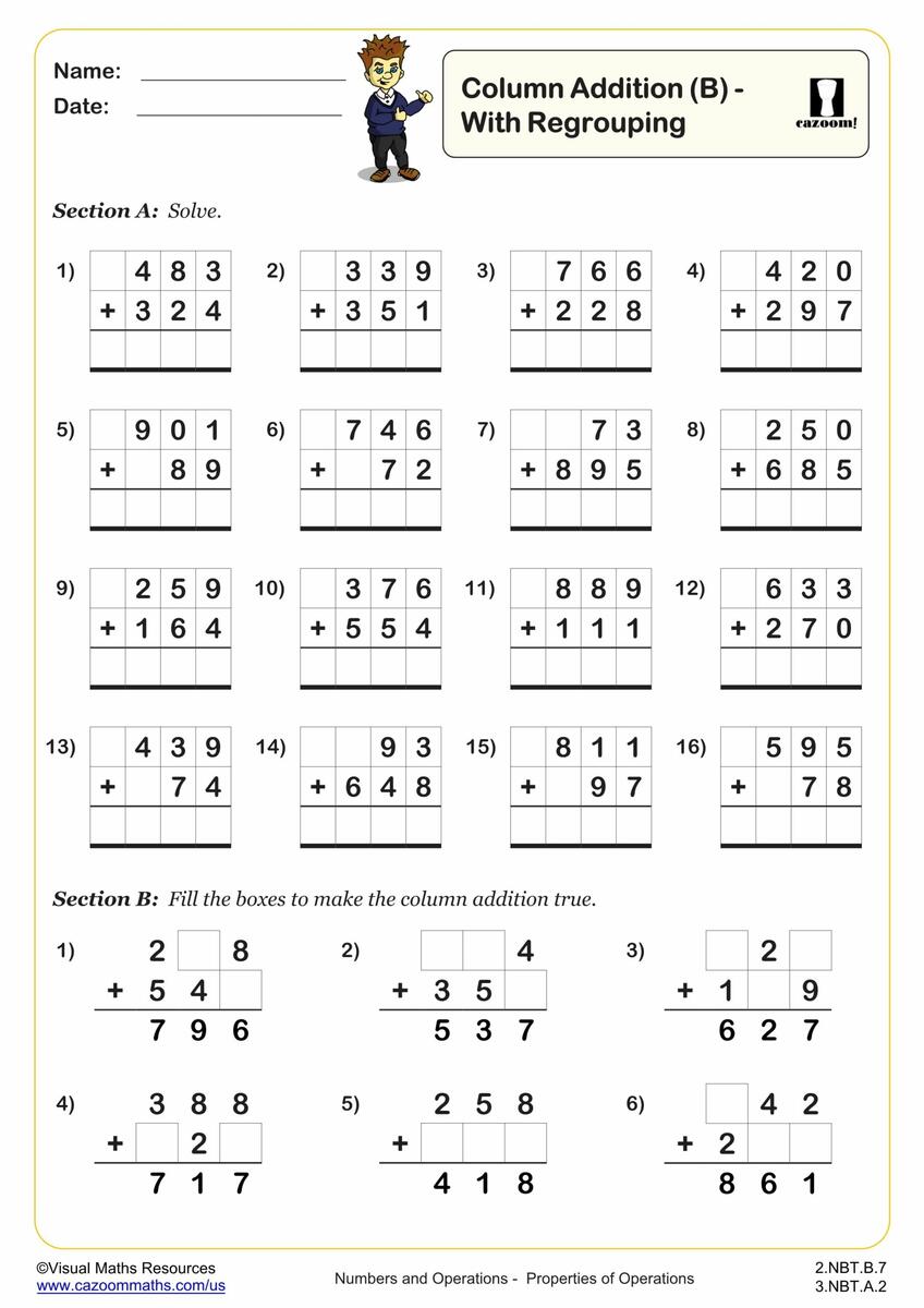 Addition Regrouping Worksheet 4th Grade