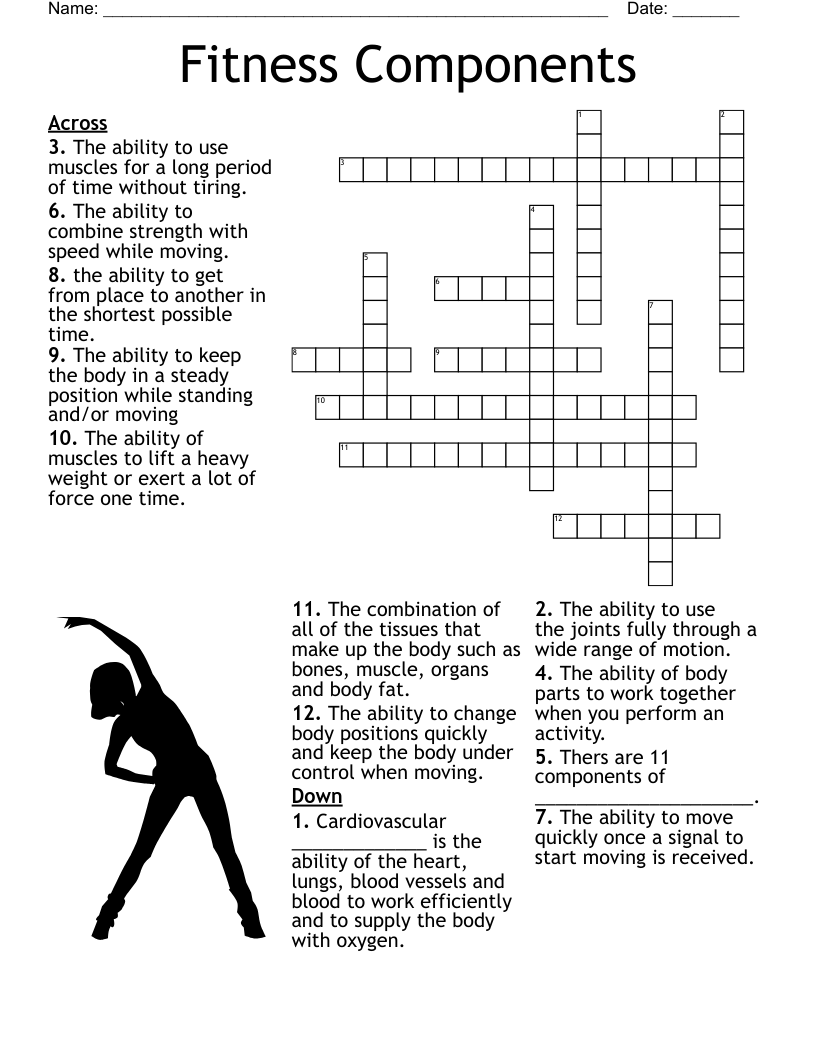Components Of Physical Fitness Worksheet WordMint Engaging Physical Education Worksheets For Active Learning