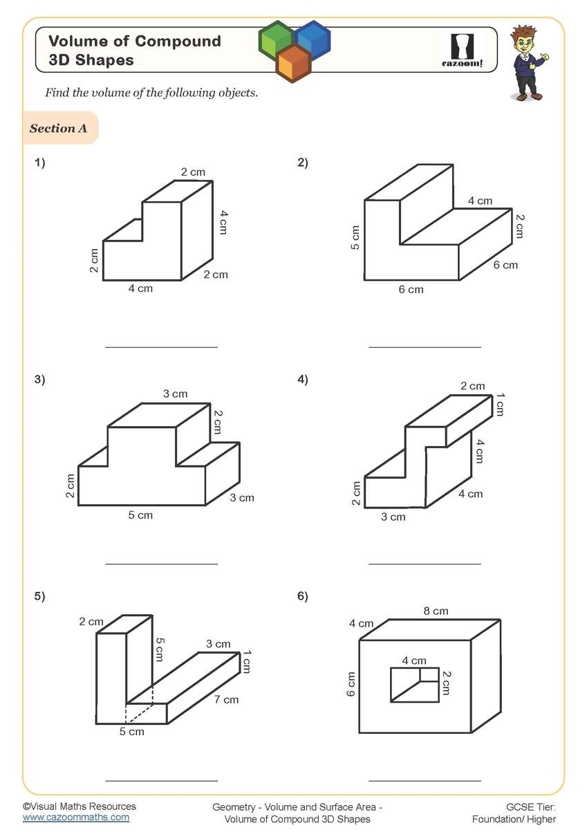 Composite Figure Volume Worksheet Practice Problems And Solutions
