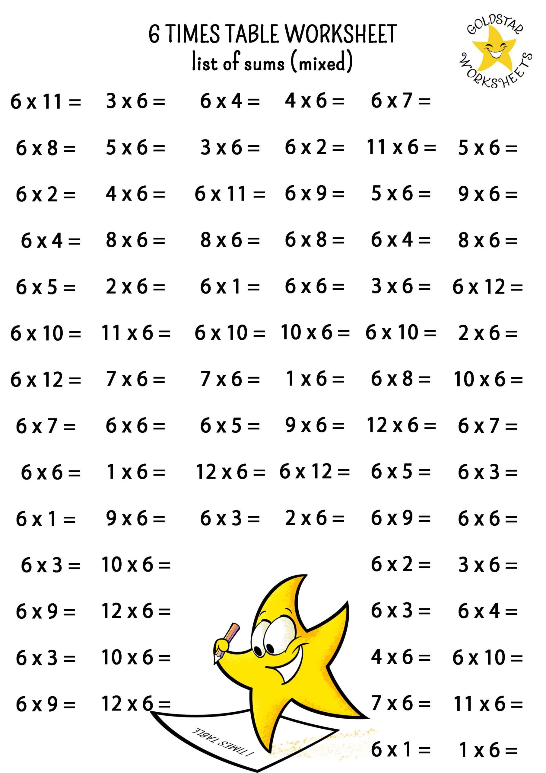 Times Table Worksheets 6 Times Table Sheets