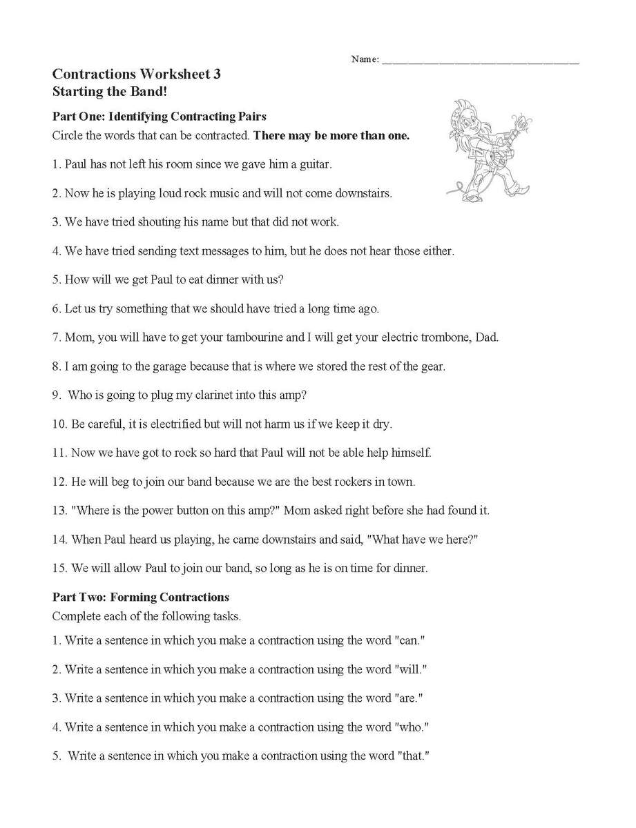 FREE Printable Contraction Practice Worksheets