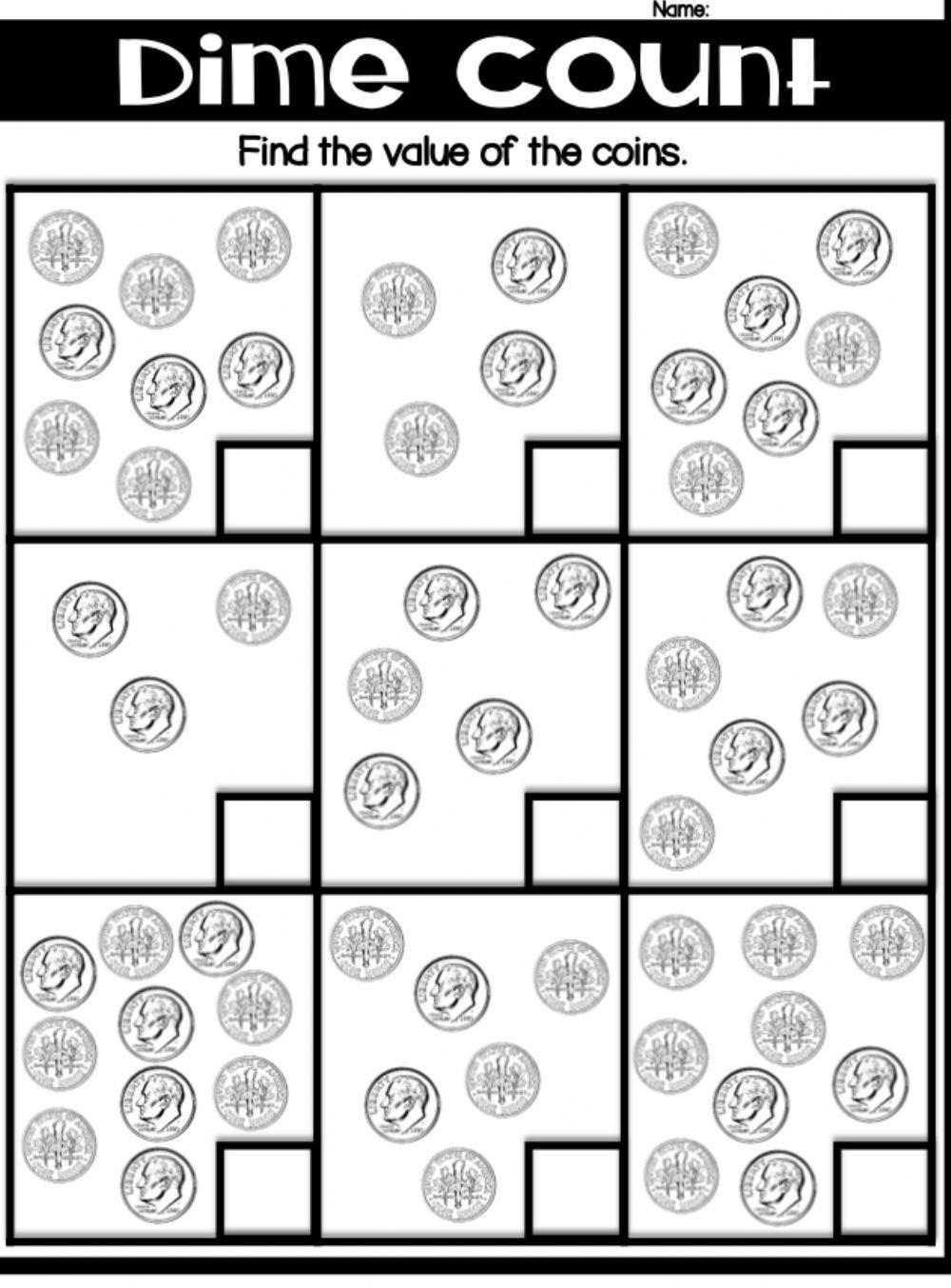 Counting Dimes Worksheet Worksheets Library