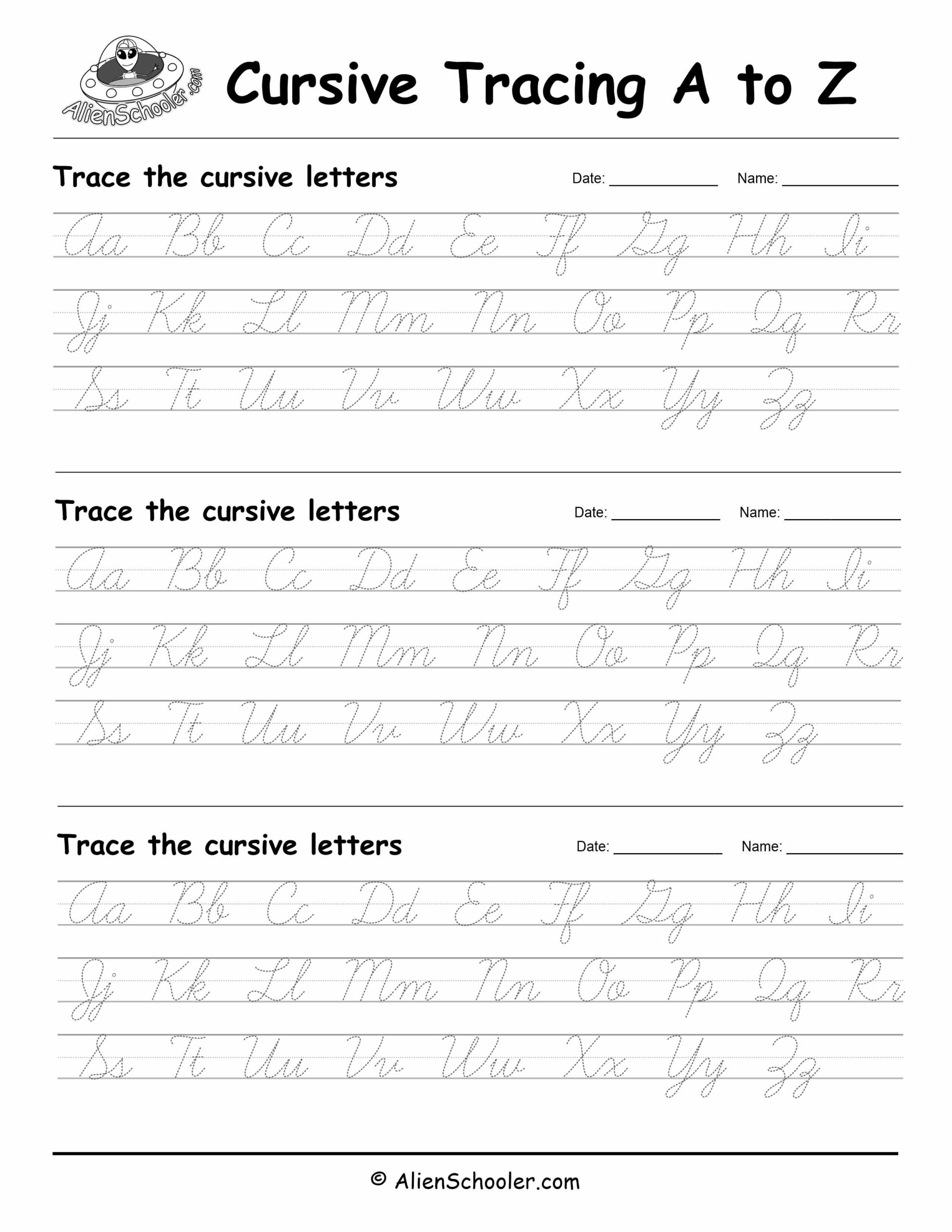 Printable Cursive Alphabet Worksheets Teach Beside Me