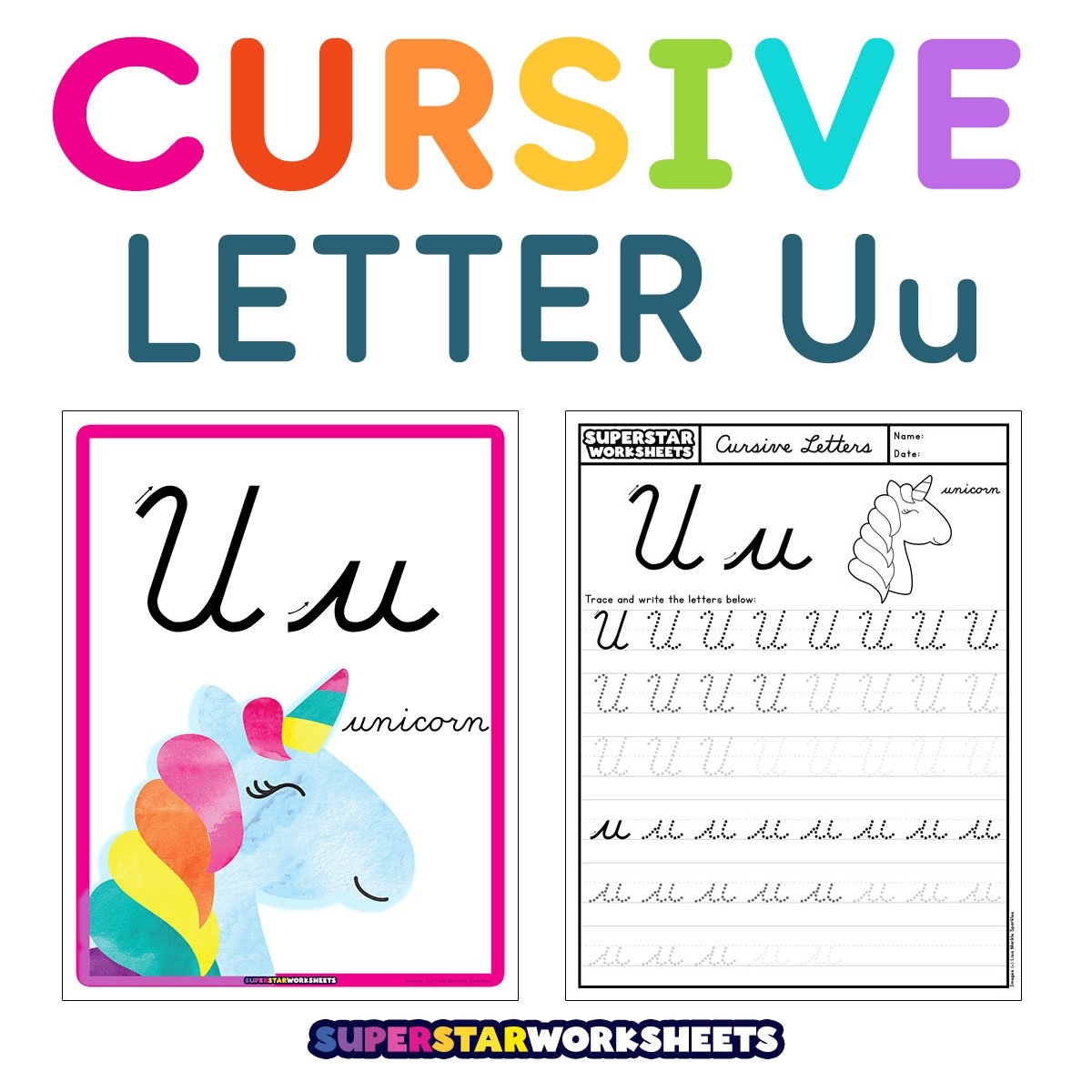 Cursive U Superstar Worksheets Cursive U Superstar Worksheets