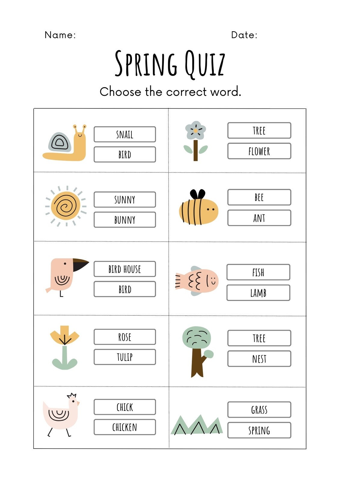 Custom Printable Spring Worksheet Templates Canva