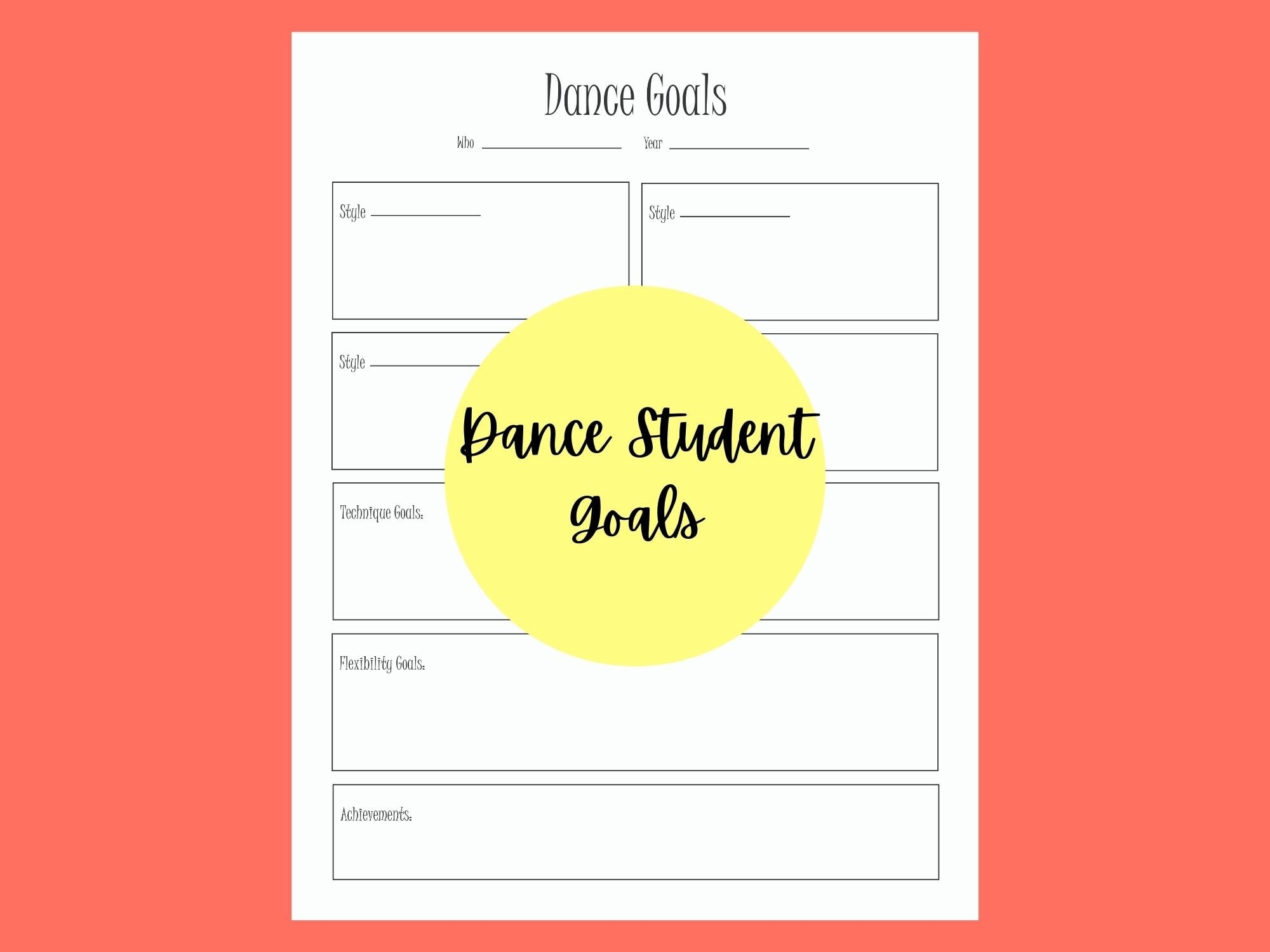 Dance Student Goals Digital Download Etsy Israel