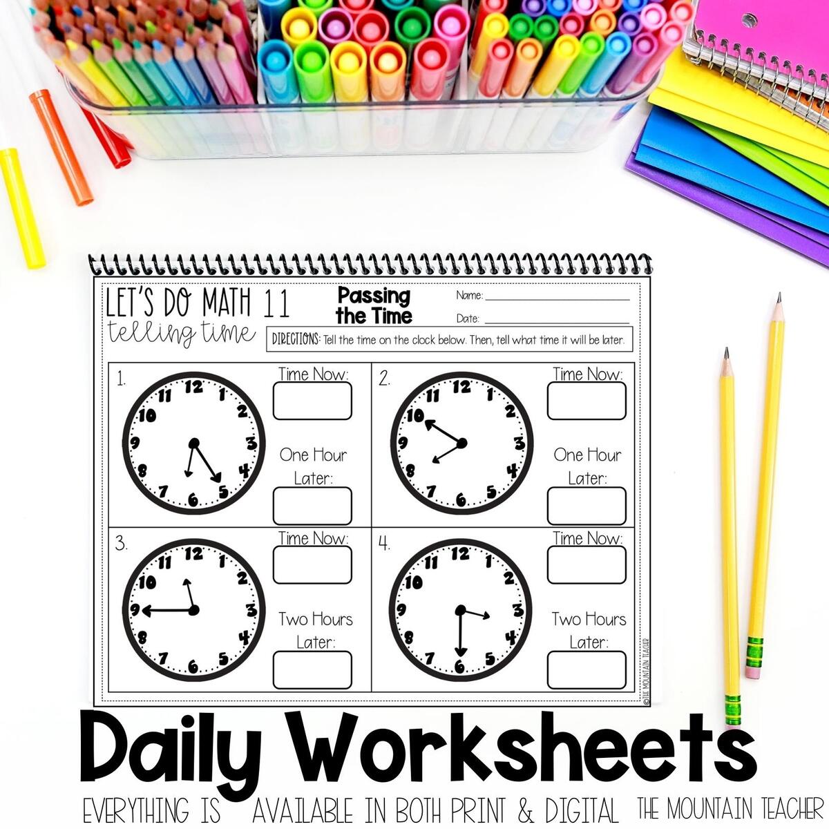 Digital Telling Time Worksheets 2nd Grade Time To 5 Minutes Elapsed Time The Mountain Teacher Units Of Time B PDF Printable Measurement Worksheets Cazoom Math