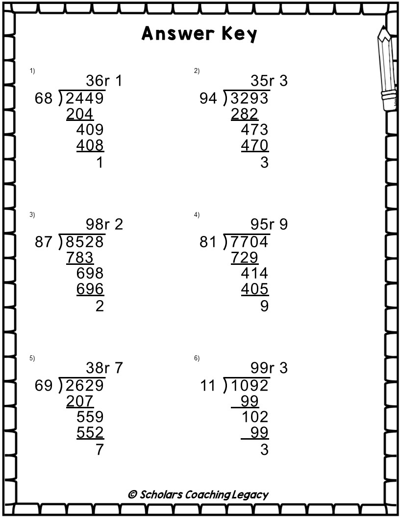 2 Digit Divisors Long Division Worksheets Bundle Made By Teachers