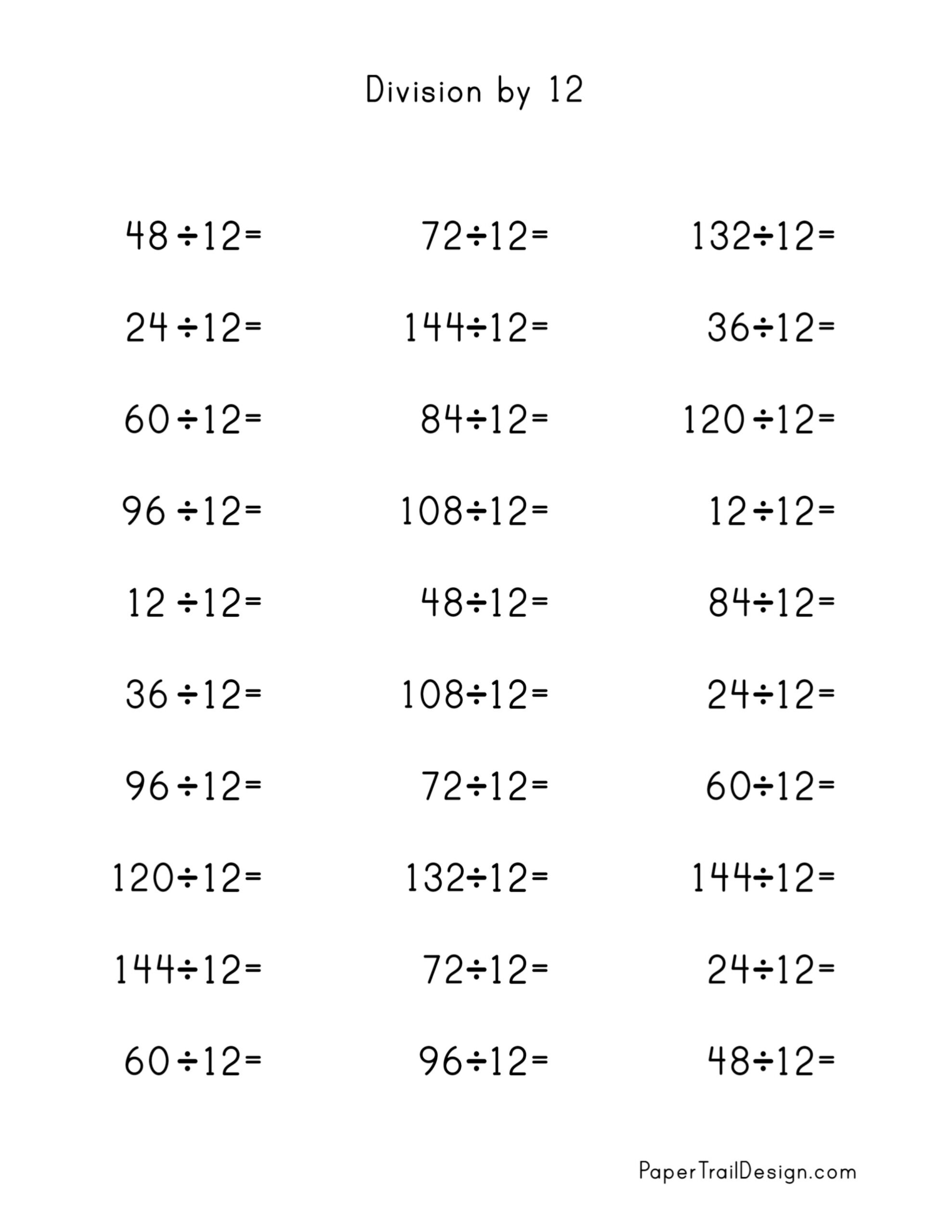Division Worksheets For Division Facts 1 12 Paper Trail Design Division Worksheets For Division Facts 1 12 Paper Trail Design