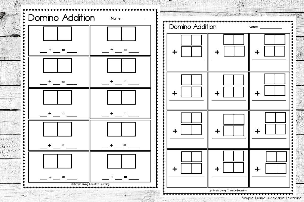 Domino Addition Worksheets Simple Living Creative Learning Addition Math Worksheets For Kindergarten