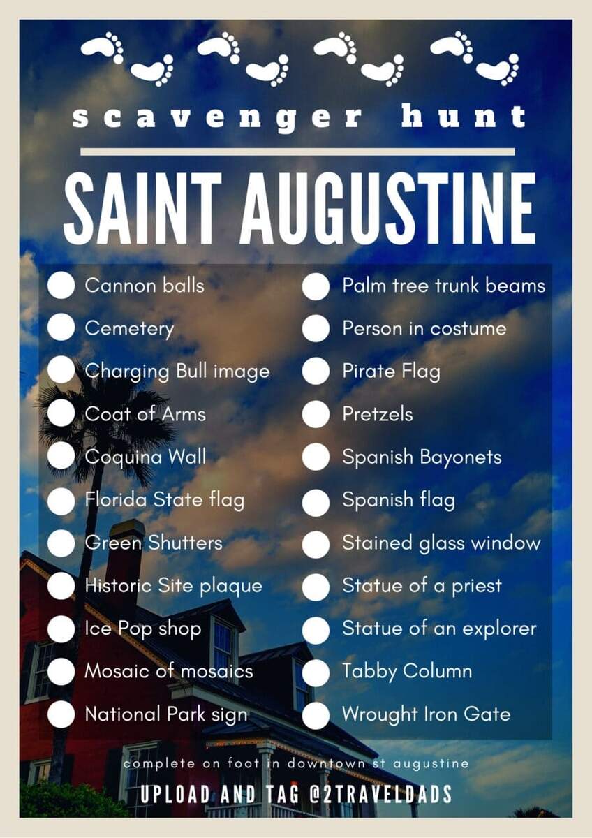 Downtown St Augustine Scavenger Hunt Including Download Downtown St Augustine Scavenger Hunt Including Download