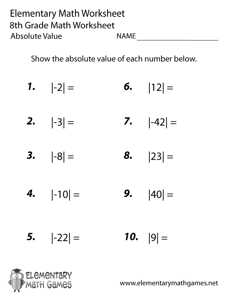 Eighth Grade Absolute Value Worksheet Free Printable 8th Grade Math Worksheet Templates Canva