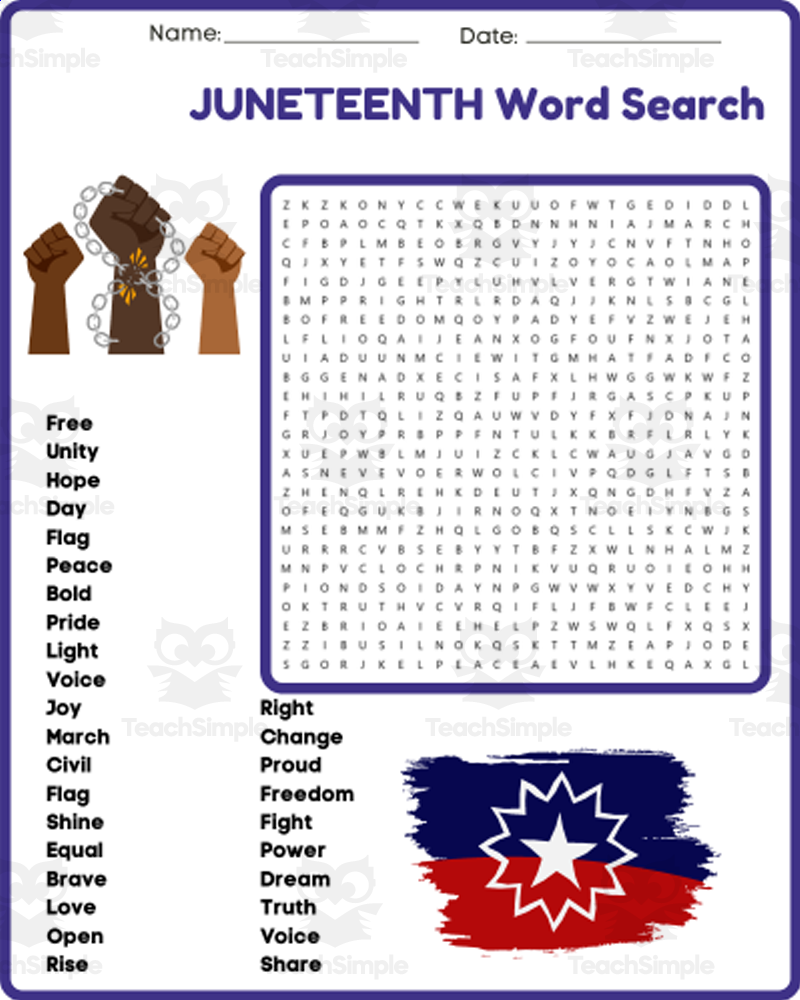 EMANCIPATION FREEDOM DAY JUNETEENTH Word Search Puzzle Worksheet By Teach Simple EMANCIPATION FREEDOM DAY JUNETEENTH Word Search Puzzle Worksheet By Teach Simple