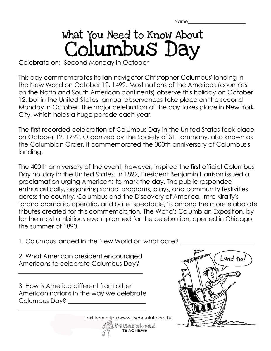 Christopher Columbus Day Activities Columbus Day Coloring Page Crafts K 3 Made By Teachers