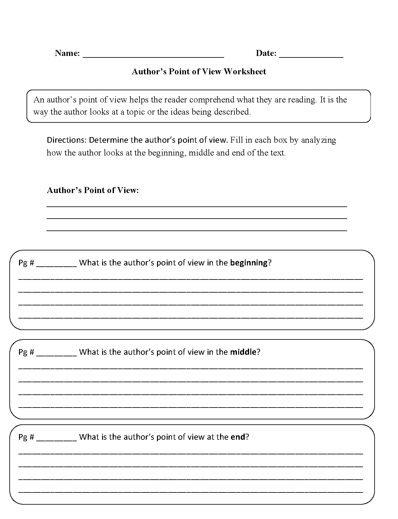 Englishlinx Point Of View Worksheets