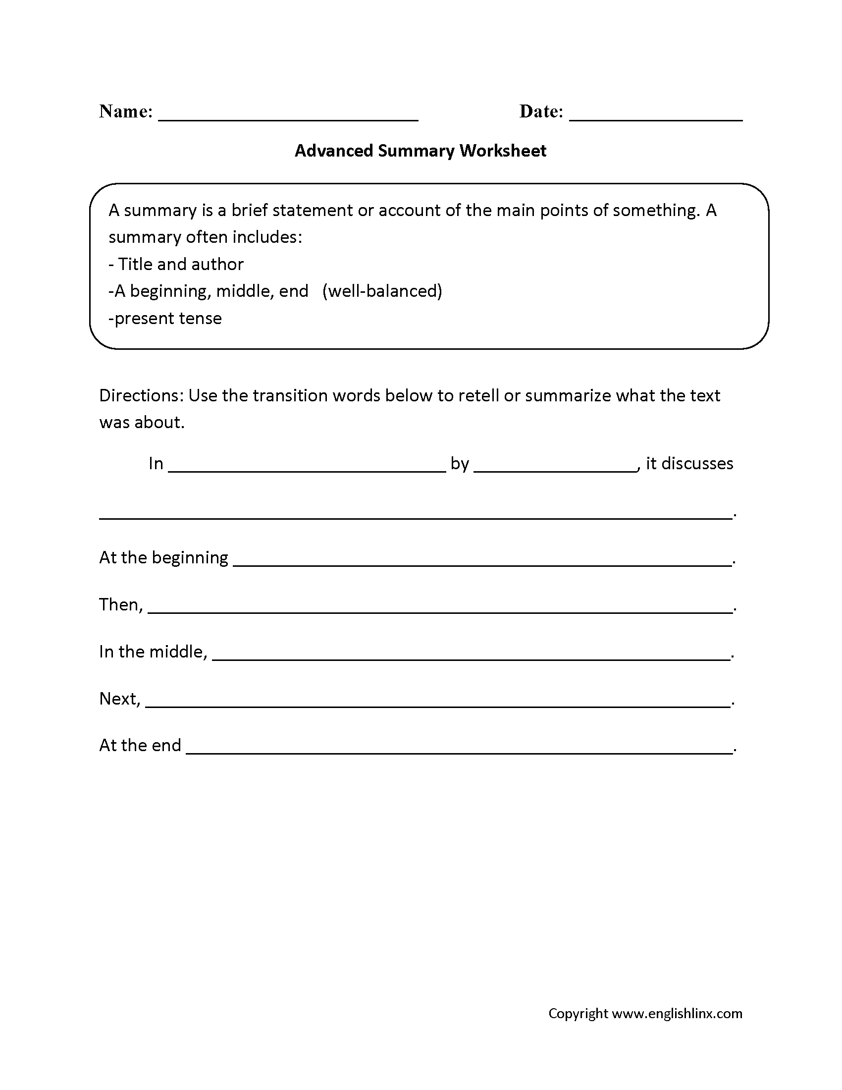12 Writing Chapter Summary Worksheet Free PDF At Worksheeto