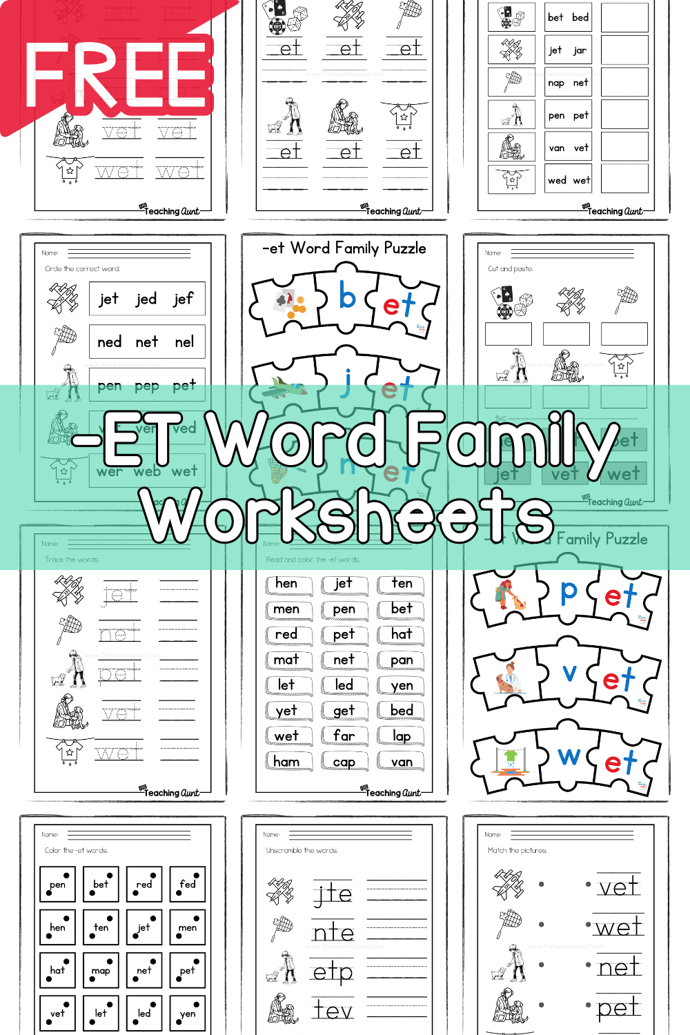 ET Word Family Worksheets The Teaching Aunt ET Word Family Worksheets The Teaching Aunt