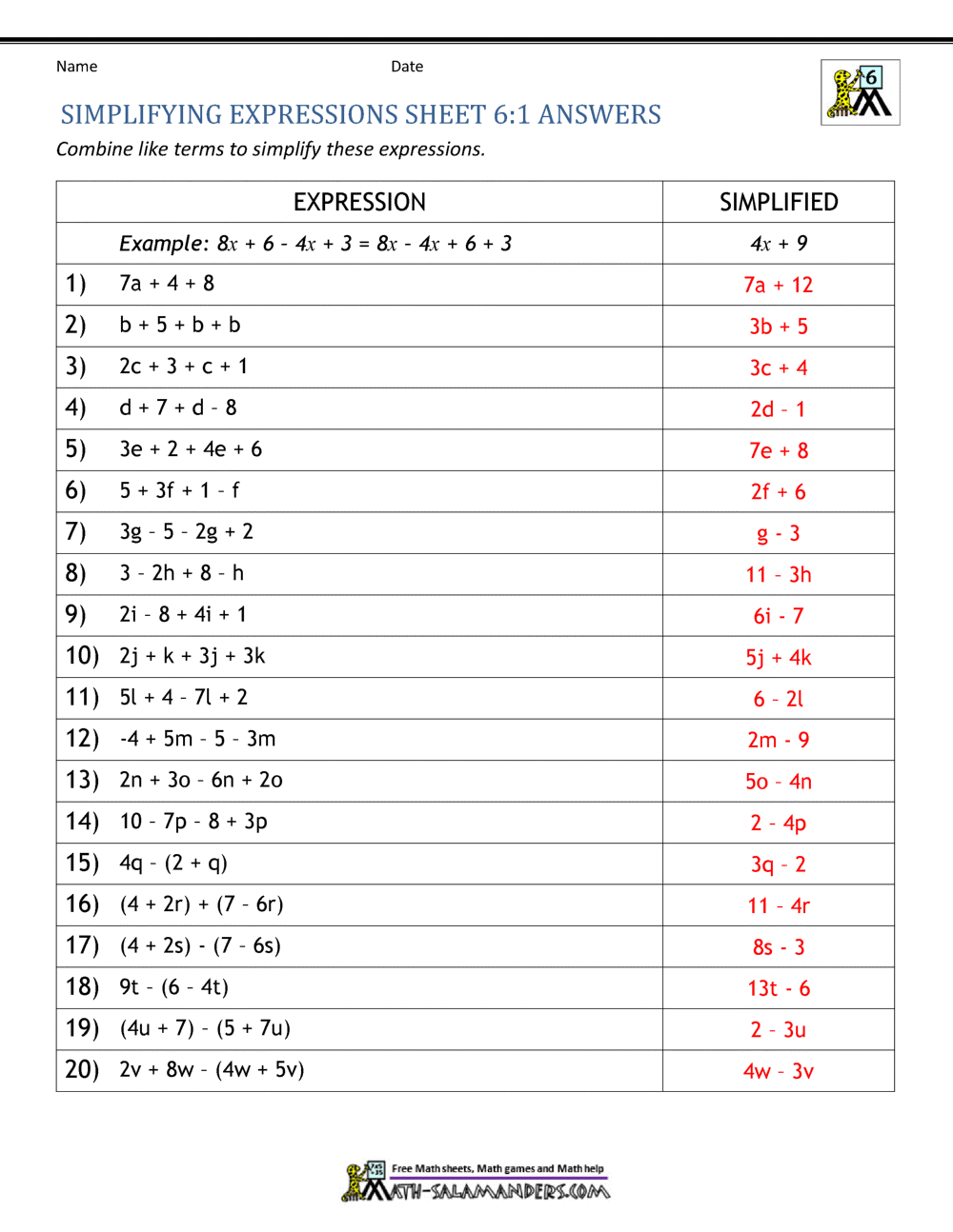 Expressions And Equations 6th Grade Worksheets Library Expressions And Equations 6th Grade Worksheets Library