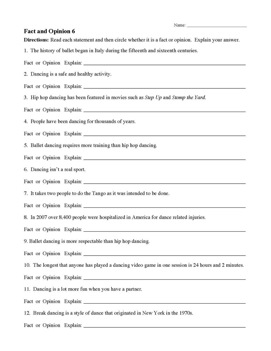 Fact And Opinion Worksheet 6 Reading Activity Reading Worksheets Fact And Opinion Worksheets