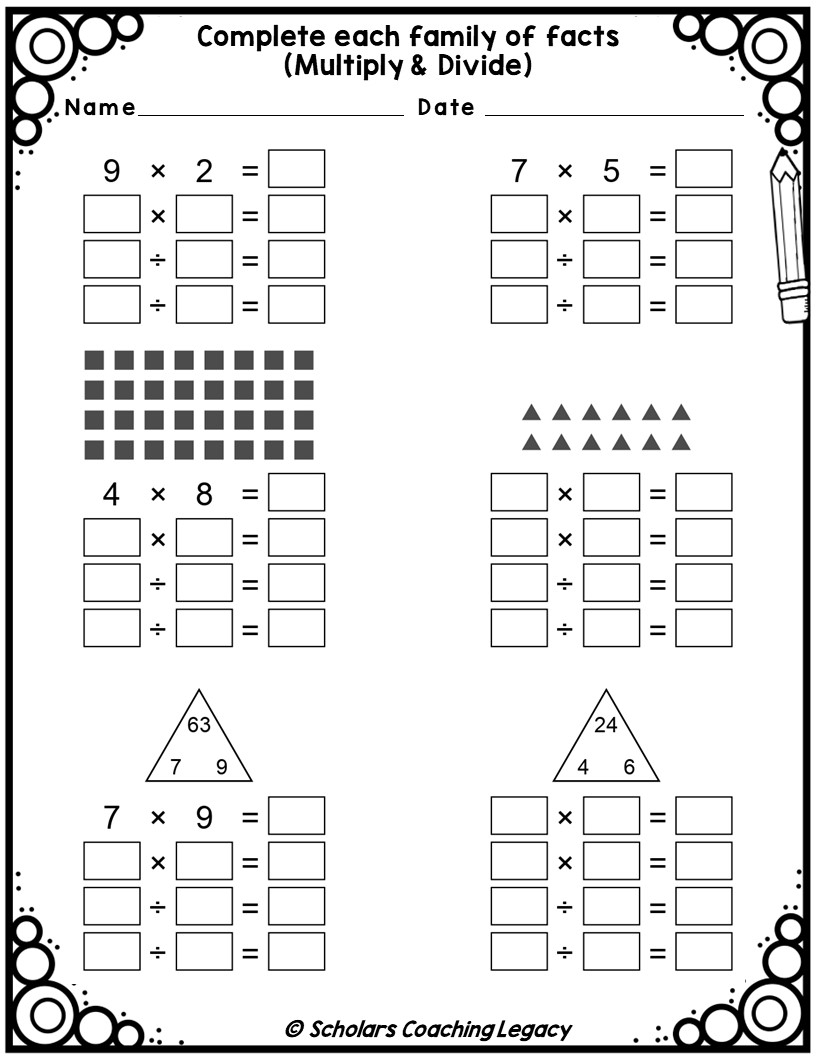 Fact Families Multiplication Division Worksheet Math Problems Made By Teachers