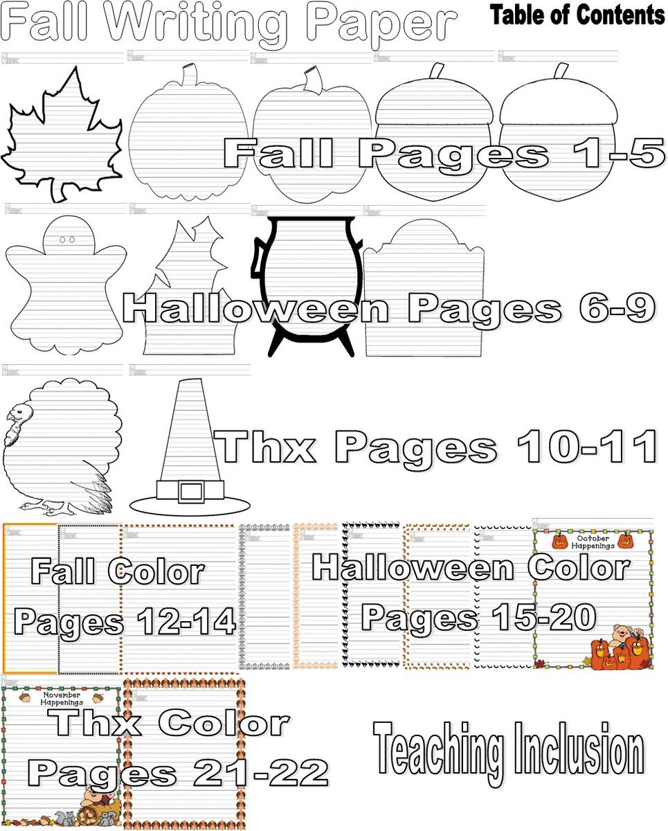 Fall Autumn Halloween Thanksgiving Journal Writing 18 Pages Primary LINED PAPER Made By Teachers