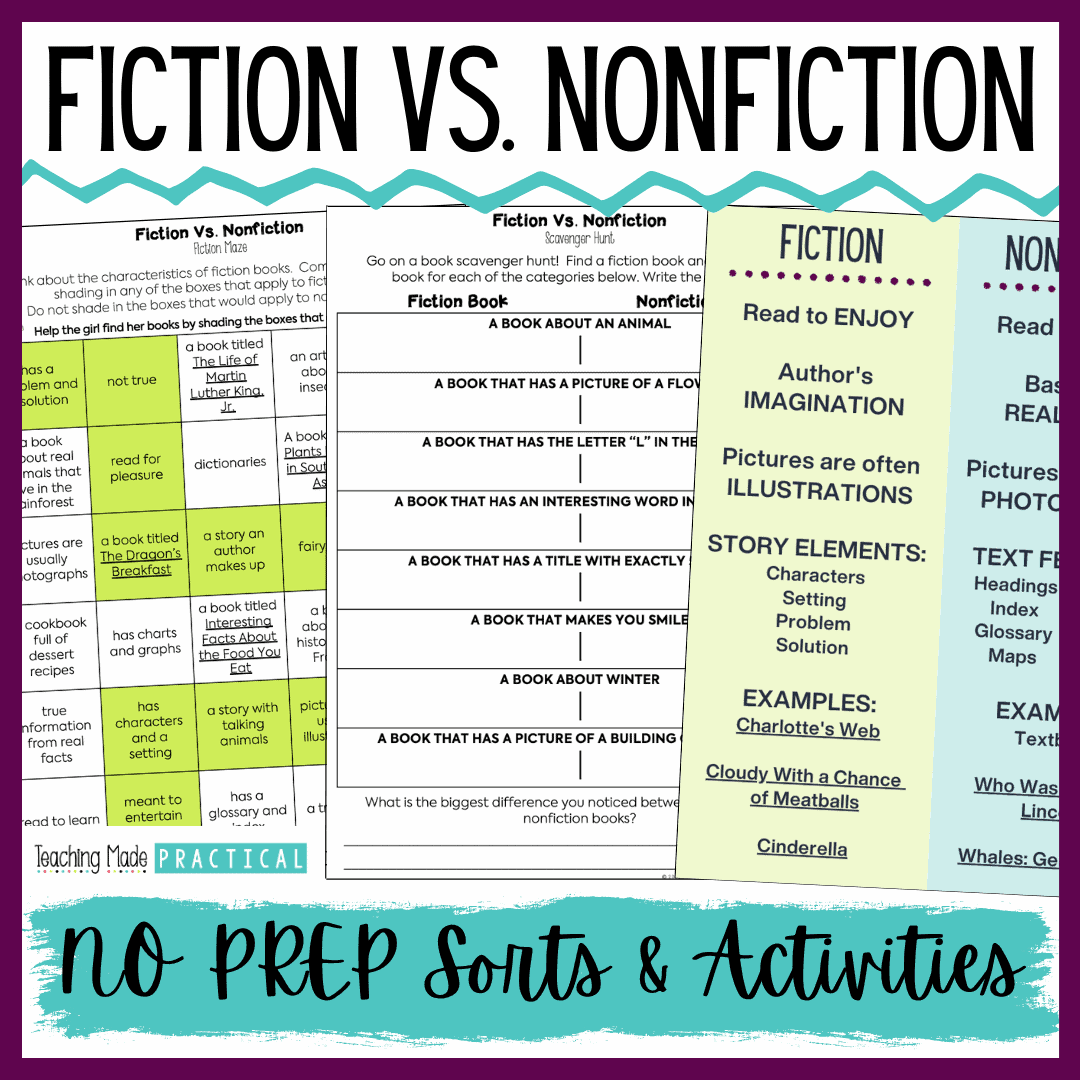 Fiction Vs Nonfiction Activity Ideas For Upper Elementary Teaching Made Practical Fiction Vs Nonfiction Worksheet Understanding Literary Genres