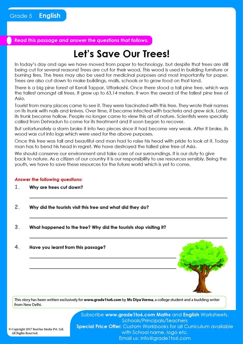 Class 5 English Grammar Verbs Worksheet PDF Free Practice Answers