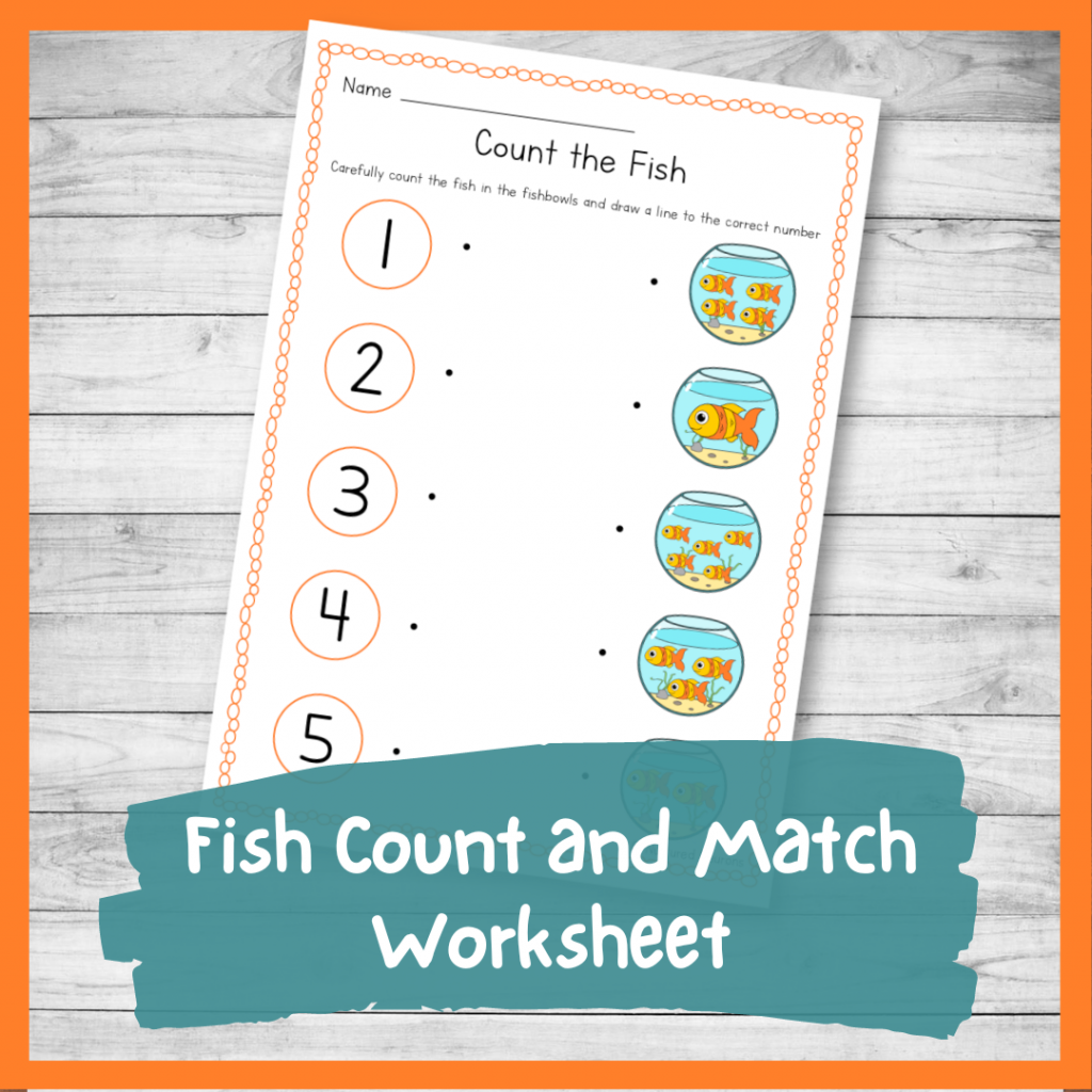 Fish Count And Match Worksheet For Preschool And Kindergarten 1 5 Nurtured Neurons One Fish Two Fish Printable Templates Etsy