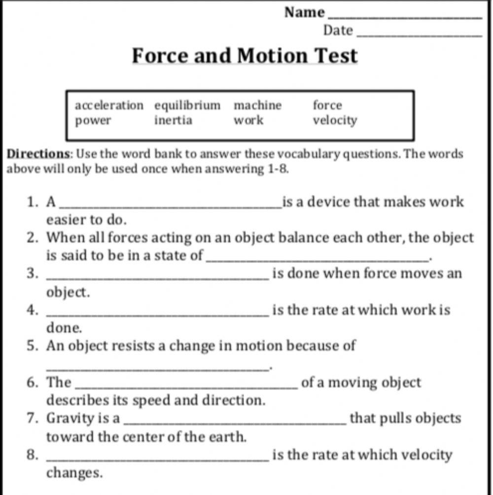 Forces Motion Worksheet Science Worksheets Worksheets Library Forces Motion Worksheet Science Worksheets Worksheets Library