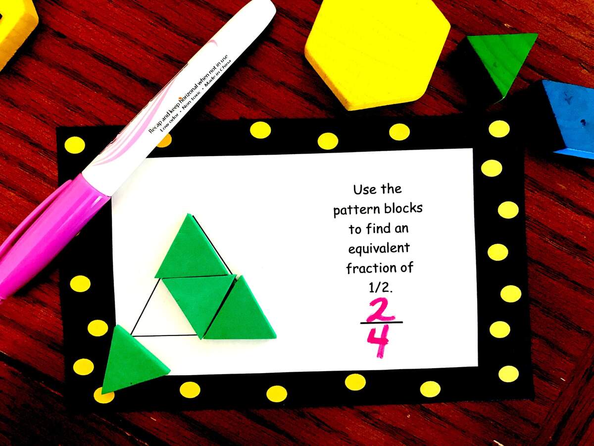 Fractions With Pattern Blocks Task Cards Free Printable Fractions With Pattern Blocks Task Cards Free Printable