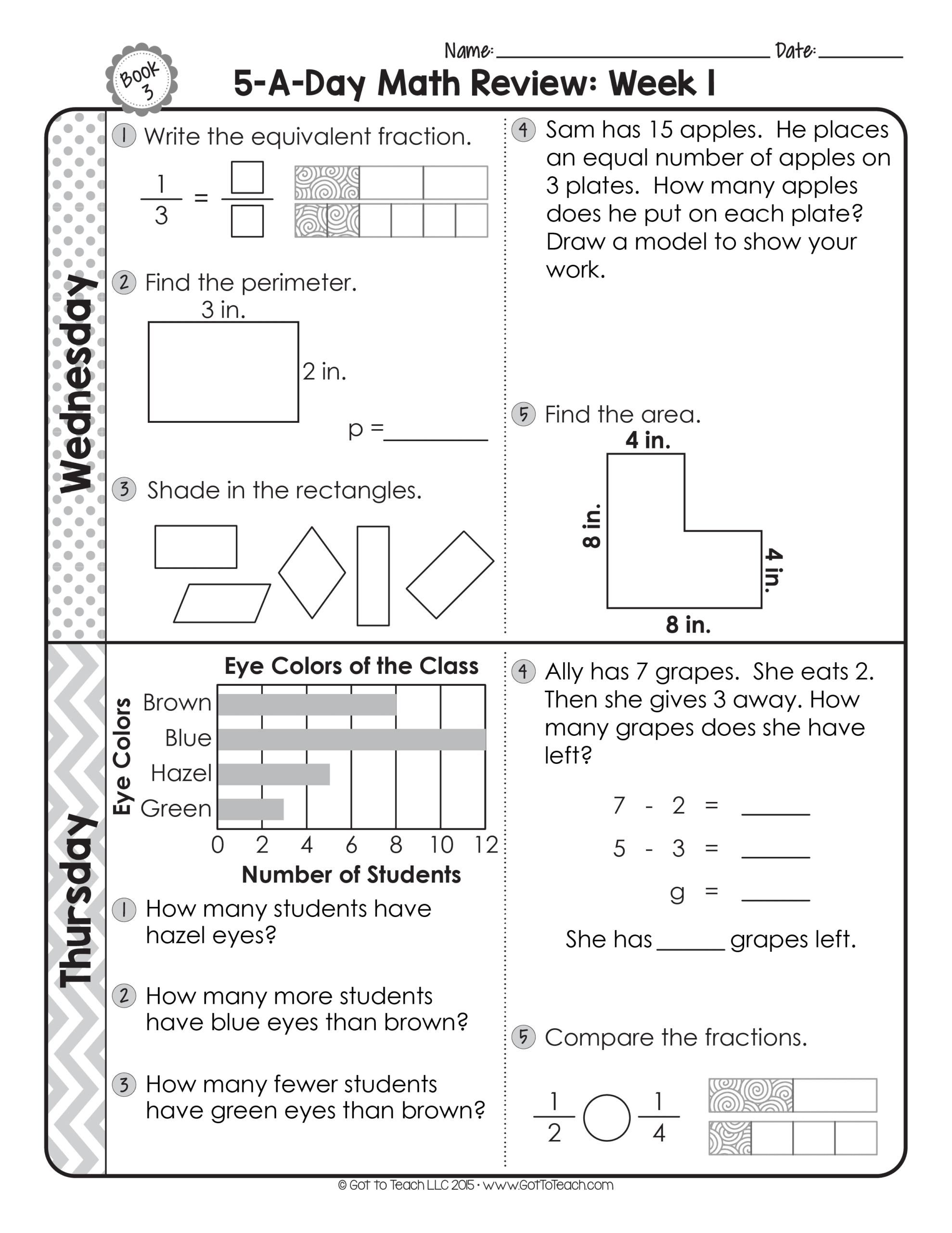 FREE 3rd Grade Daily Math Spiral Review Teacher Thrive Worksheets Library