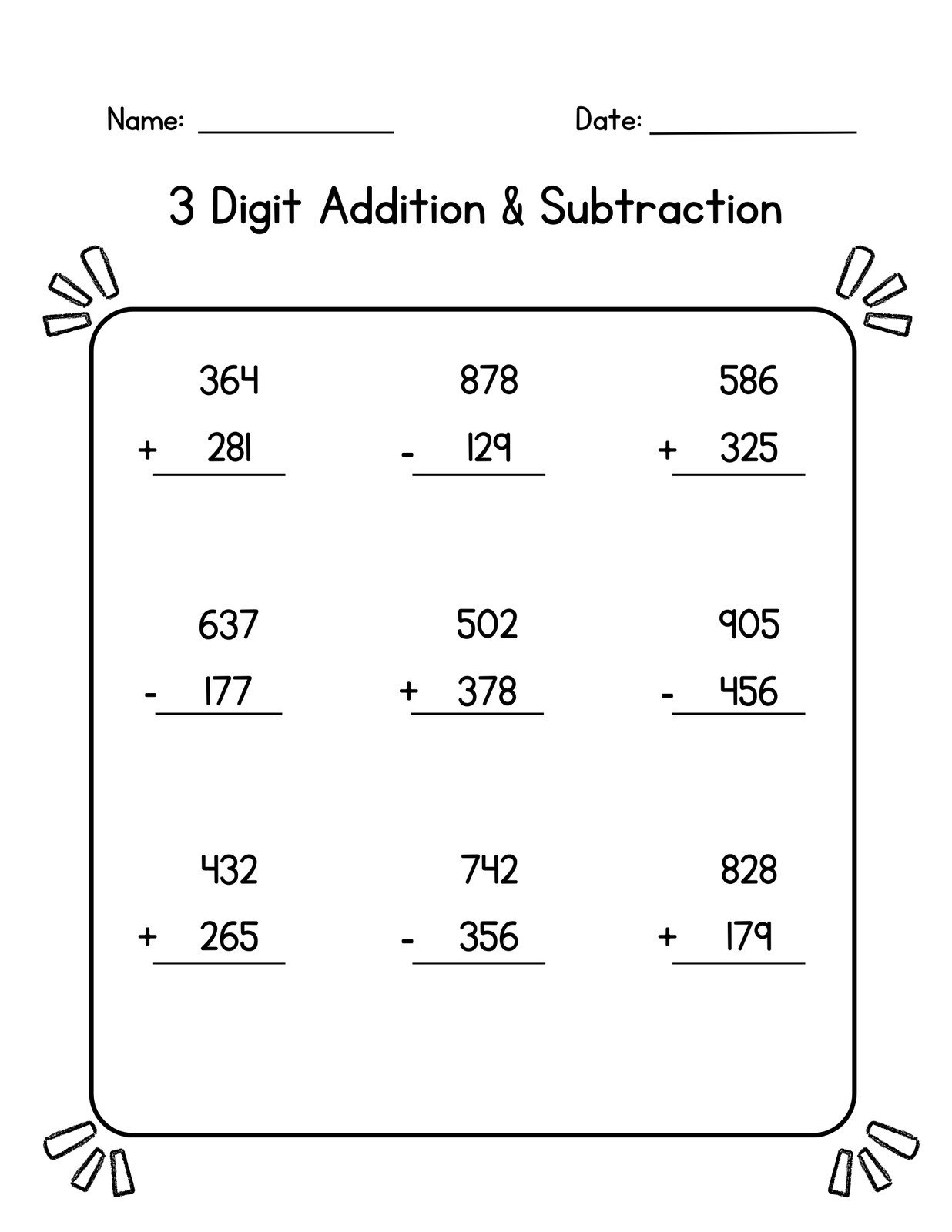 Free 3rd Grade Math Worksheets To Customize Canva Third Grade Subtraction Worksheets