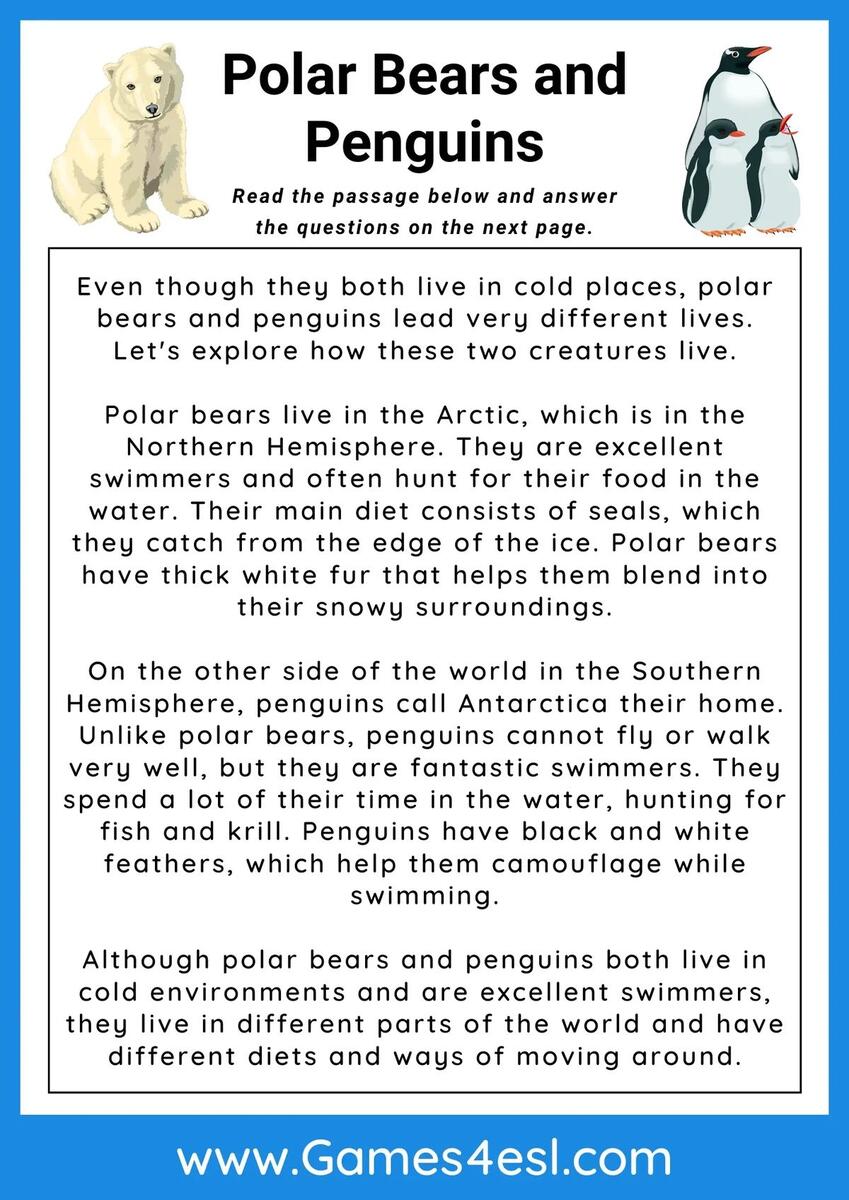 Free 3rd Grade Reading Comprehension Worksheets Games4esl