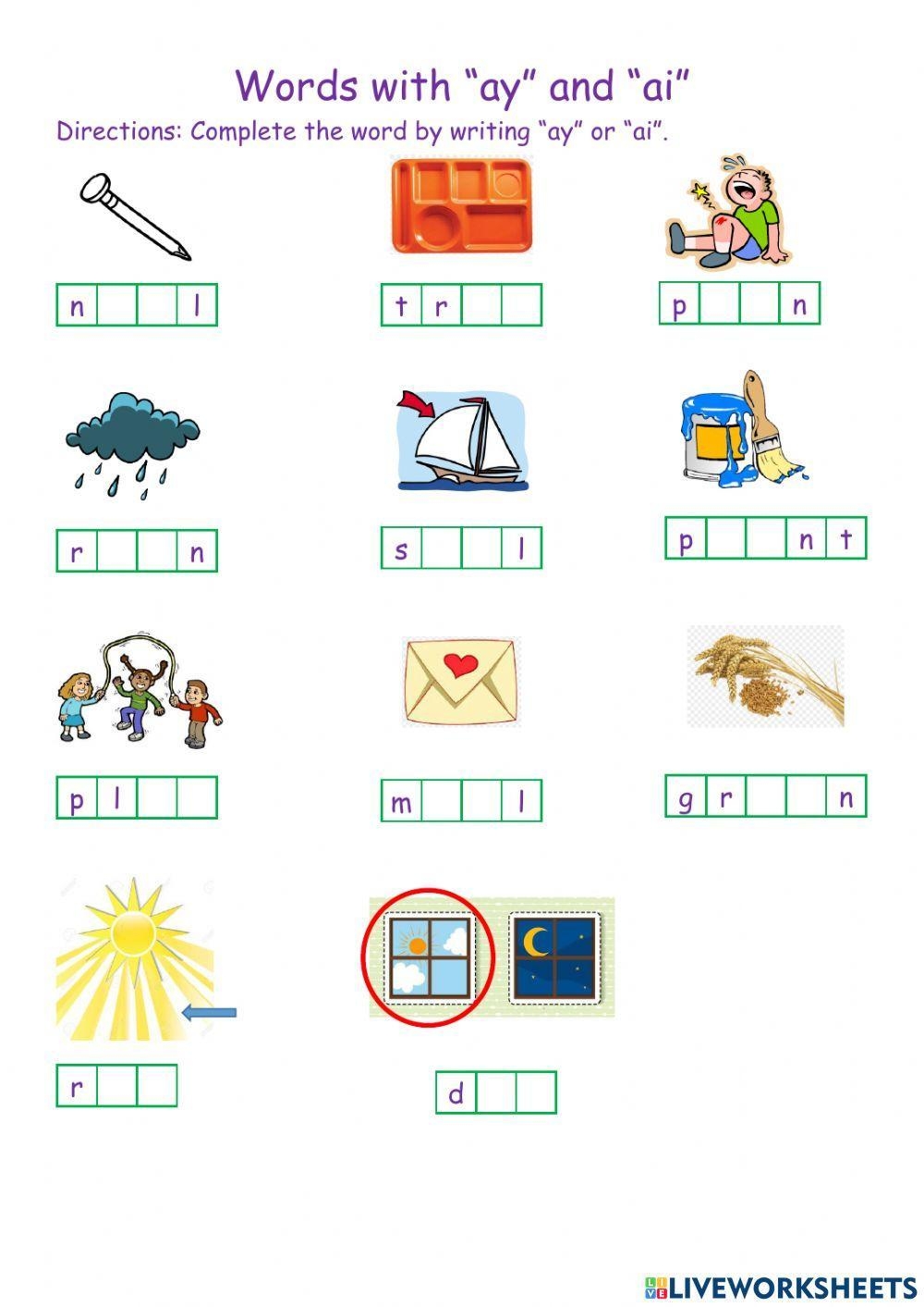 Free Ai And Ay Worksheet Download Free Ai And Ay Worksheet Png Images Free Worksheets On Clipart Library