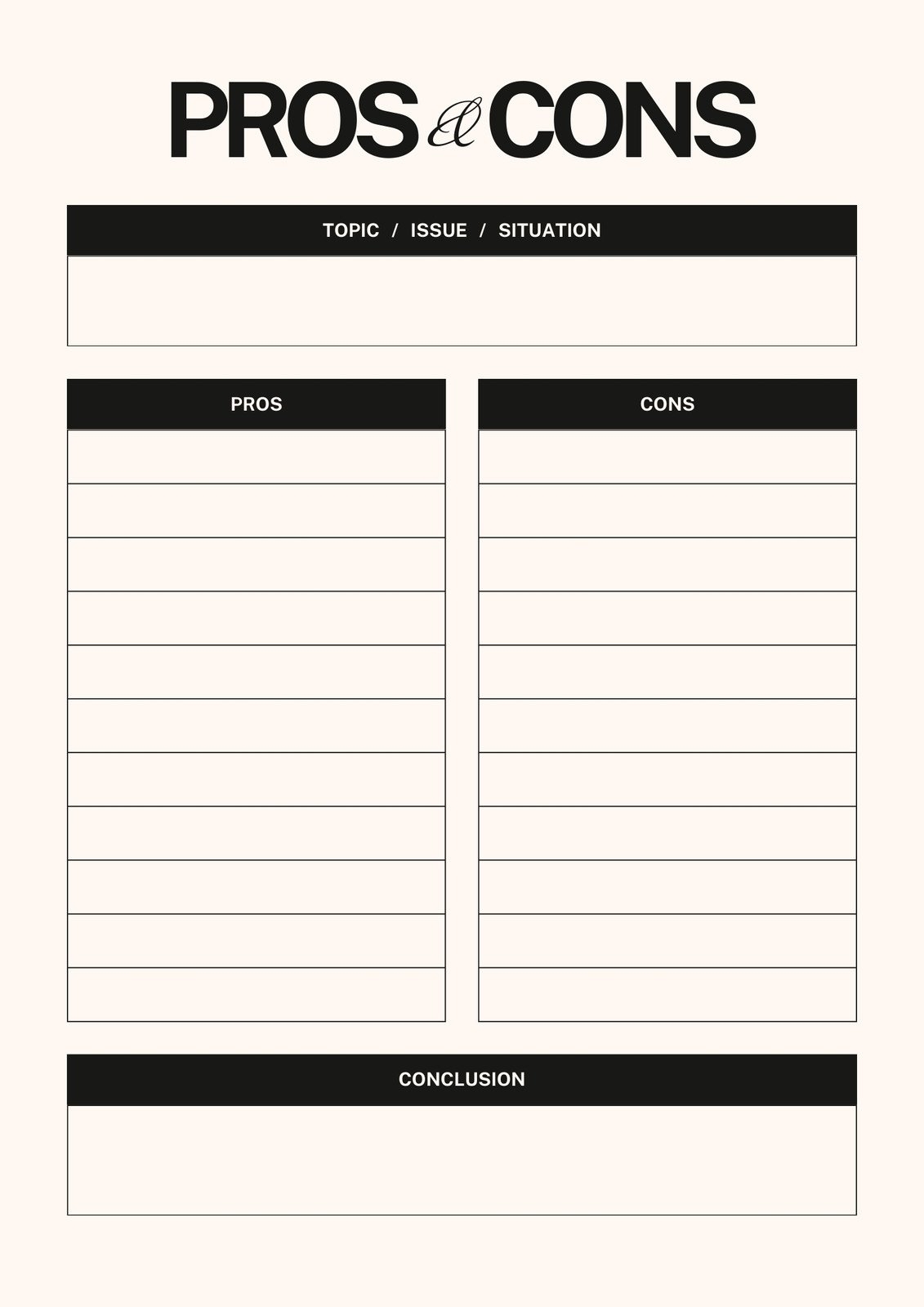 Free And Customizable Pro And Con Templates Free And Customizable Pro And Con Templates